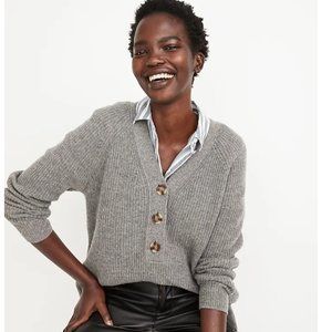 NWT Madewell Ribbed Lyle Henley Sweater Grey M